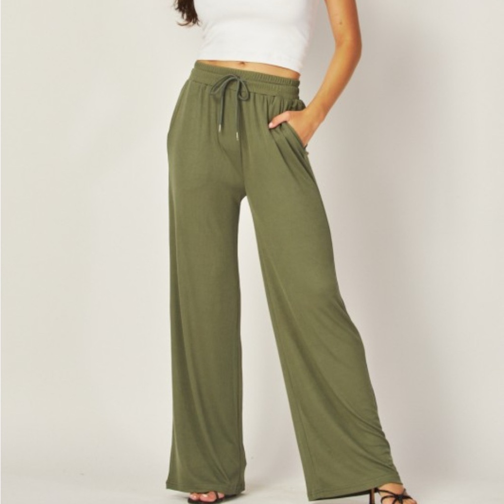 Stylish Olive Wide Leg Pants